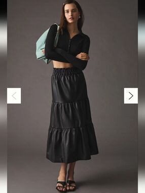 Anthropologie The Somerset Maxi Skirt: Faux Leather Edition Sz M